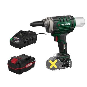 PARKSIDE® Aku nitovač na slepé nity 20 V PBNSG 20-Li A1 + Akumulátor 20 V/4 Ah + Nabíjačka 20 V/4, 5 A vyobraziť