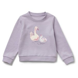 Detská mikina s počesanou vnútornou stranou, labuť vyobraziť