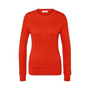 Pletený pulóver s vrkočovým vzorom, oranžový vyobraziť