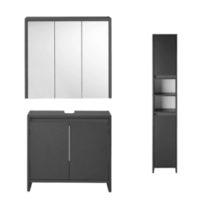 LIVARNO home Skrinka so zrkadlom Oslo + Skrinka pod umývadlo Oslo s 2 dvierkami + Vysoká skrinka Oslo do kúpeľne vyobraziť