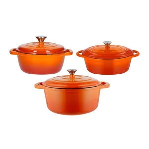 SILVERCREST® Liatinový hrniec, 2, 8 l, oranžový + Liatinový pekáč, 4, 8 l, oranžový + Liatinový hrniec, 5, 6 l, oranžový vyobraziť