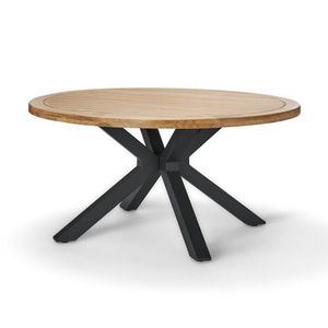 Jedálenský stôl z tíkového dreva s moderným dizajnom nôh do X vyobraziť