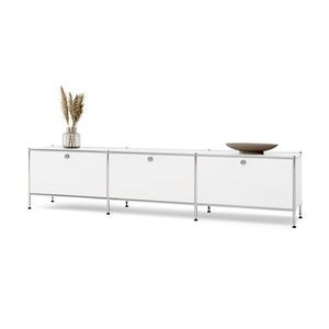 Nízky kovový stolík »CN3« s 3 sklopnými priehradkami, biely vyobraziť