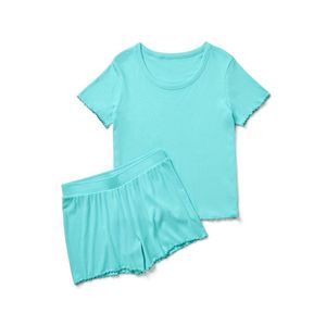 Krátka pyžamová súprava z rebrovaného materiálu vyobraziť