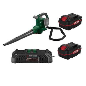 PARKSIDE® Aku vysávač/fúkač lístia 40 V PLSA 40-Li D3 + Akumulátor 20 V 4 Ah, 2 kusy + Dvojitá nabíjačka na akumulátor 20 V 4, 5 A vyobraziť