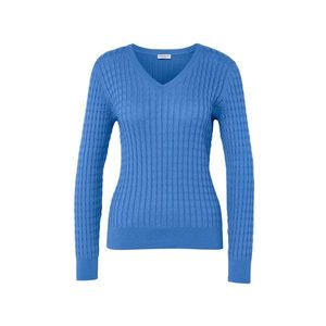 Pletený pulóver s vrkočovým vzorom, modrý vyobraziť