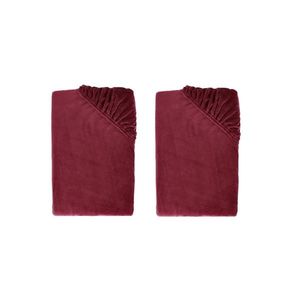 LIVARNO® Plyšová napínacia plachta, 90 – 100 x 200 x 25 cm, červená, 2 kusy vyobraziť