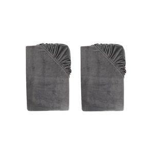 LIVARNO® Plyšová napínacia plachta, 90 – 100 x 200 x 25 cm, sivá, 2 kusy vyobraziť