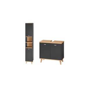 LIVARNO® Vysoká skrinka do kúpeľne Corfu + Skrinka pod umývadlo Corfu vyobraziť