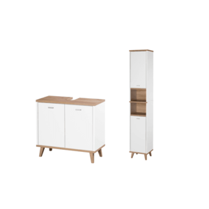 LIVARNO home Skrinka pod umývadlo Corfu + Vysoká skrinka do kúpeľne Corfu vyobraziť