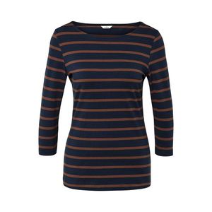 Prúžkované tričko s trojštvrťovými rukávmi, námornícka modrá a koňaková vyobraziť