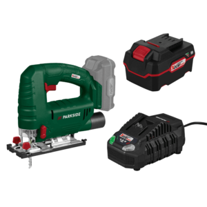 PARKSIDE® Aku priamočiara píla PSTA 20-Li A1 + Akumulátor 20 V/4 Ah PAP 20 B3 + Nabíjačka akumulátora 20 V/4, 5 A PLG 20 C3 vyobraziť