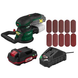 PARKSIDE® Aku excentrická brúska PAEXS 20-Li B2 + Akumulátor 20 V 2 Ah + Nabíjačka 20 V/2, 4 A + Brúsne papiere, 100 kusov vyobraziť