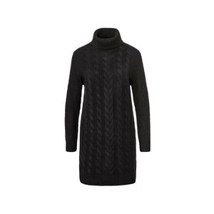 Dlhý pletený pulóver s vrkočovým vzorom, čierny vyobraziť