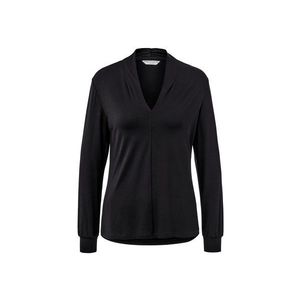 Blúzkové tričko s výstrihom do V, čierne vyobraziť
