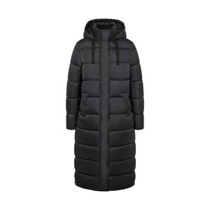 Prešívaný kabát s kapucňou, čierny vyobraziť