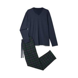 Pyžamová súprava s flanelovými nohavicami, modro-zelená vyobraziť