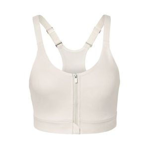 Športová podprsenka so zapínaním na zips vpredu, sivobiela vyobraziť