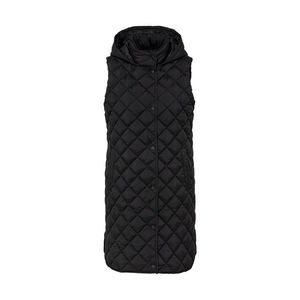 Dlhá prešívaná vesta s kapucňou, čierna vyobraziť