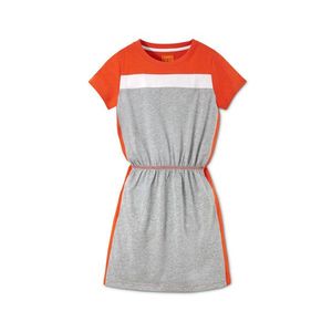 Džersejové šaty, kombinácia sivej s melírom a oranžovej vyobraziť