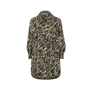 Dlhá blúzka z ľanovej zmesi, čierna s potlačou vyobraziť