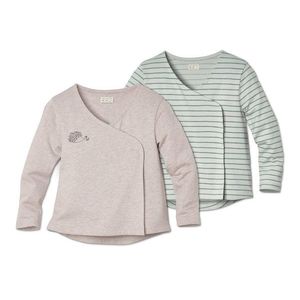 Bavlnené džersejové zavinovacie svetre, 2 ks vyobraziť