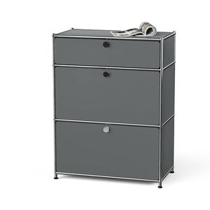 Komoda Kovová komoda »CN3« so zásuvkou a výklopnými priečinkami, sivá vyobraziť