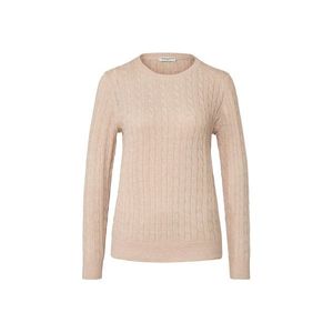 Pletený pulóver s vrkočovým vzorom, krémový vyobraziť