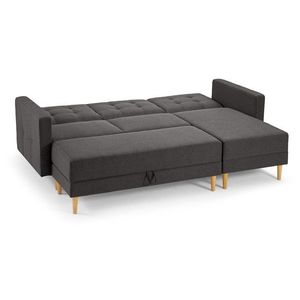 Rohová pohovka na spanie s pružinovým jadrom a lavicou s úložným priestorom vyobraziť