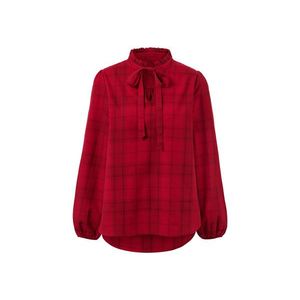 Károvaná blúzka s viazačkou vyobraziť