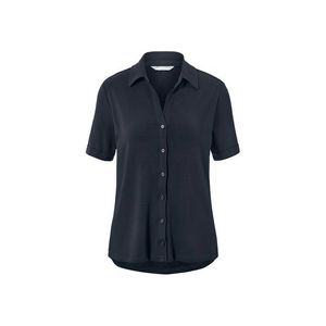 Blúzkové tričko s gombíkovou légou, tmavomodré vyobraziť