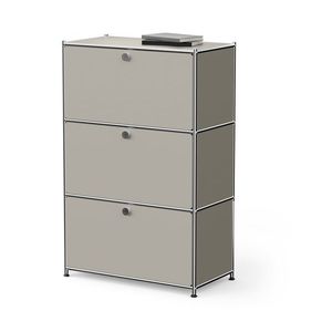Kovová komoda »CN3« s výklopnými priečinkami, svetlošedá vyobraziť