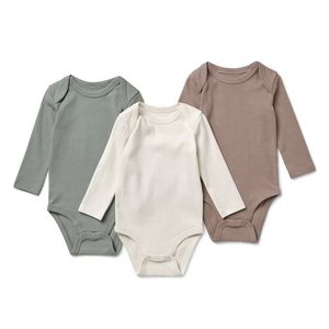 Detské rebrované body s dlhým rukávom, 3 ks vyobraziť