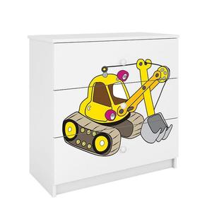 Detská komoda Babydreams Biela – Rýpadlo vyobraziť