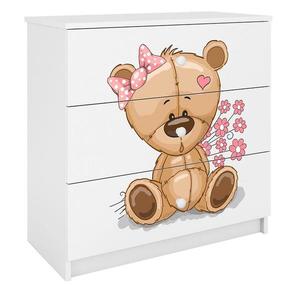 Detská komoda Babydreams Biely – Medveď s kvetmi vyobraziť