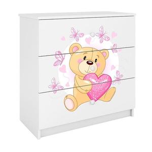 Detská komoda Babydreams biela – Medveď s motýľmi vyobraziť