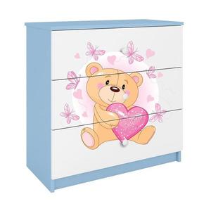 Detská komoda Babydreams modrá – Medveď s motýľmi vyobraziť