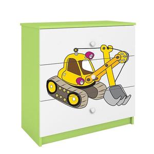 Detská komoda Babydreams zelená – Rýpadlo vyobraziť
