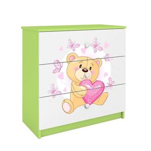 Detská komoda Babydreams zelená – Medveď s motýľmi vyobraziť