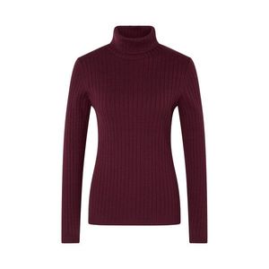 Rebrovaný pulóver s rolákovým golierom, tmavočervený vyobraziť