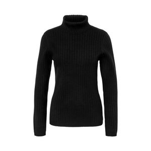 Rebrovaný pulóver s rolákovým golierom, čierny vyobraziť