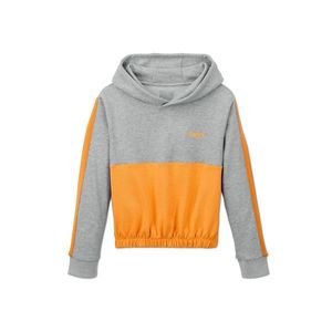 Mikina s kapucňou v skrátenej dĺžke, sivo-žltá s melírom vyobraziť