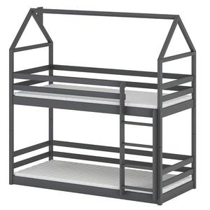 Poschodová posteľ Domček Axel 90x200 grafit vyobraziť