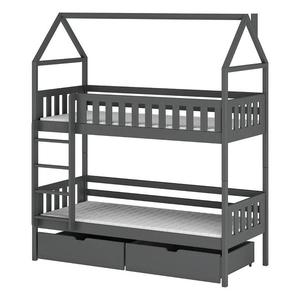 Poschodová posteľ Domček Gaja 90x200 grafit vyobraziť