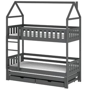 Poschodová posteľ Domček Iga 90x200 grafit vyobraziť