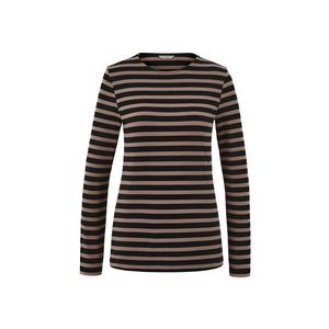 Pásikavé tričko s dlhými rukávmi, čierno-hnedé vyobraziť