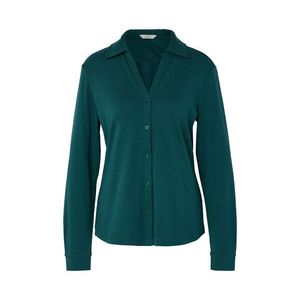 Blúzkové tričko s gombíkovou légou, petrolejové vyobraziť