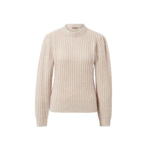 Pulóver z hrubej pleteniny s vlnou, krémový vyobraziť