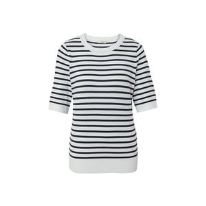 Pruhovaný pulóver z jemného úpletu, tmavomodrý vyobraziť