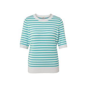 Pruhovaný pulóver z jemného úpletu, akvamarínový vyobraziť